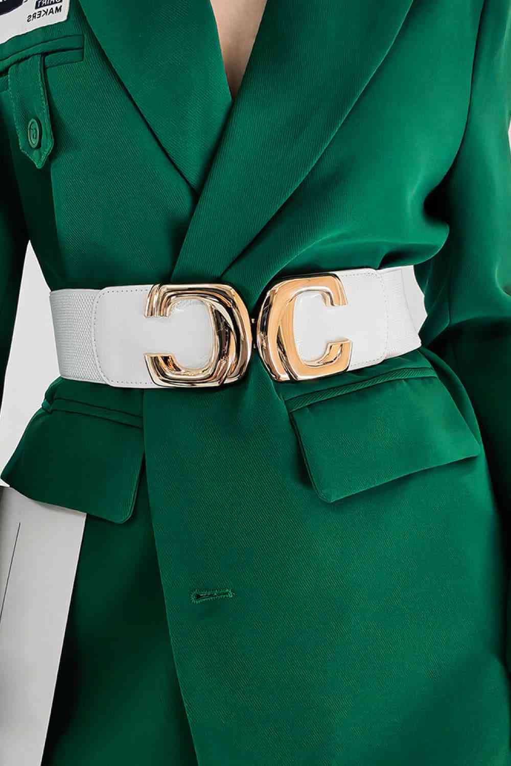 Zinc Alloy Buckle Elastic Wide Belt - Estora_Online