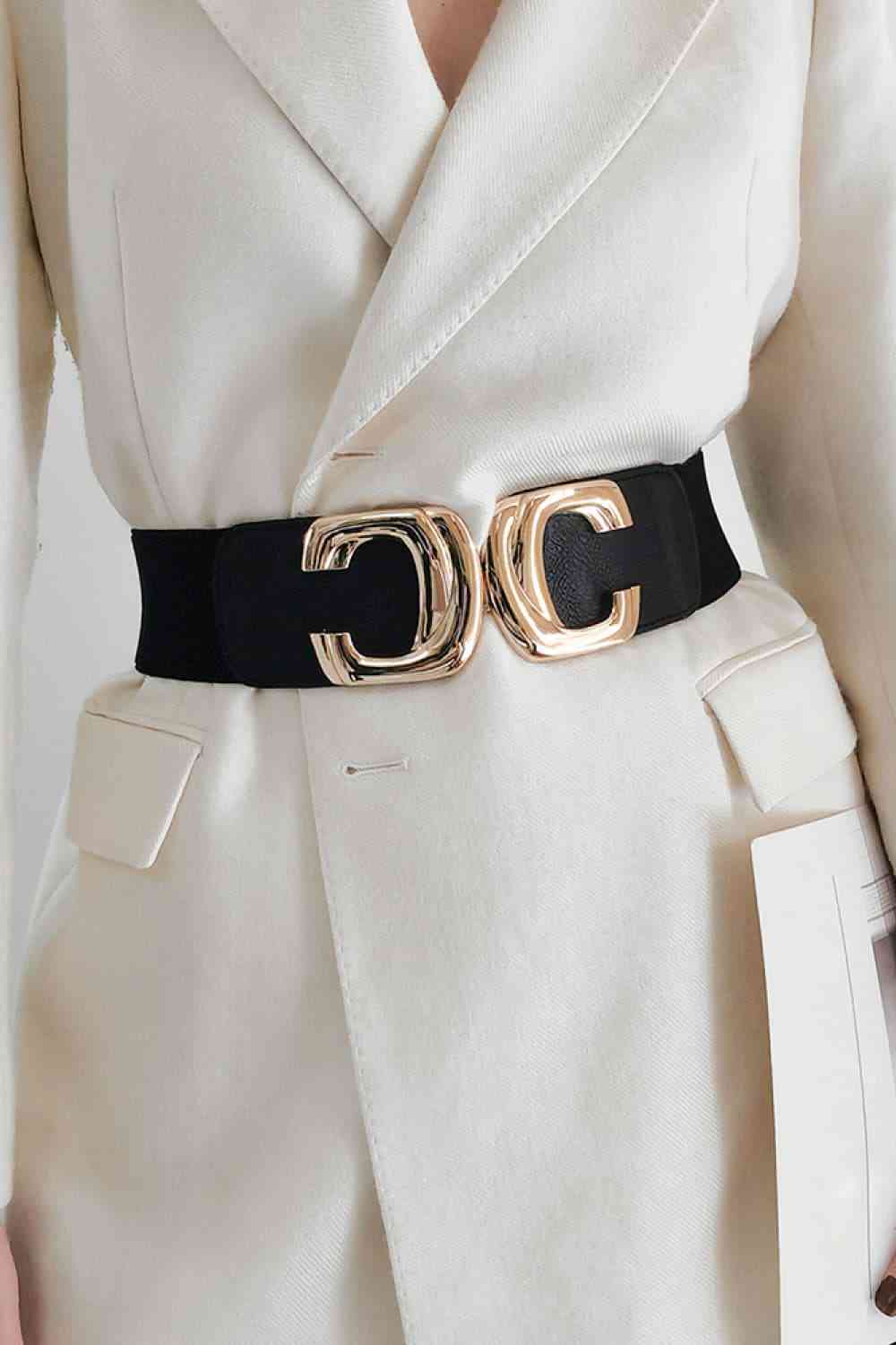 Zinc Alloy Buckle Elastic Wide Belt - Estora_Online
