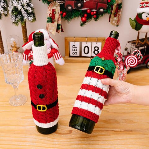 2-Piece Cable-Knit Wine Bottle Covers - Estora_Online