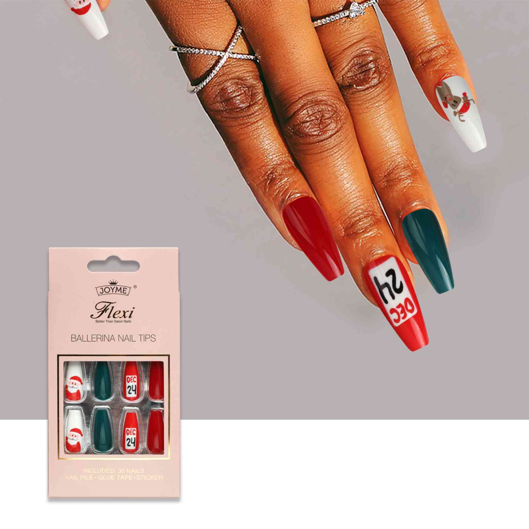 30-Piece Christmas Theme ABS Press-On Nails - Estora_Online