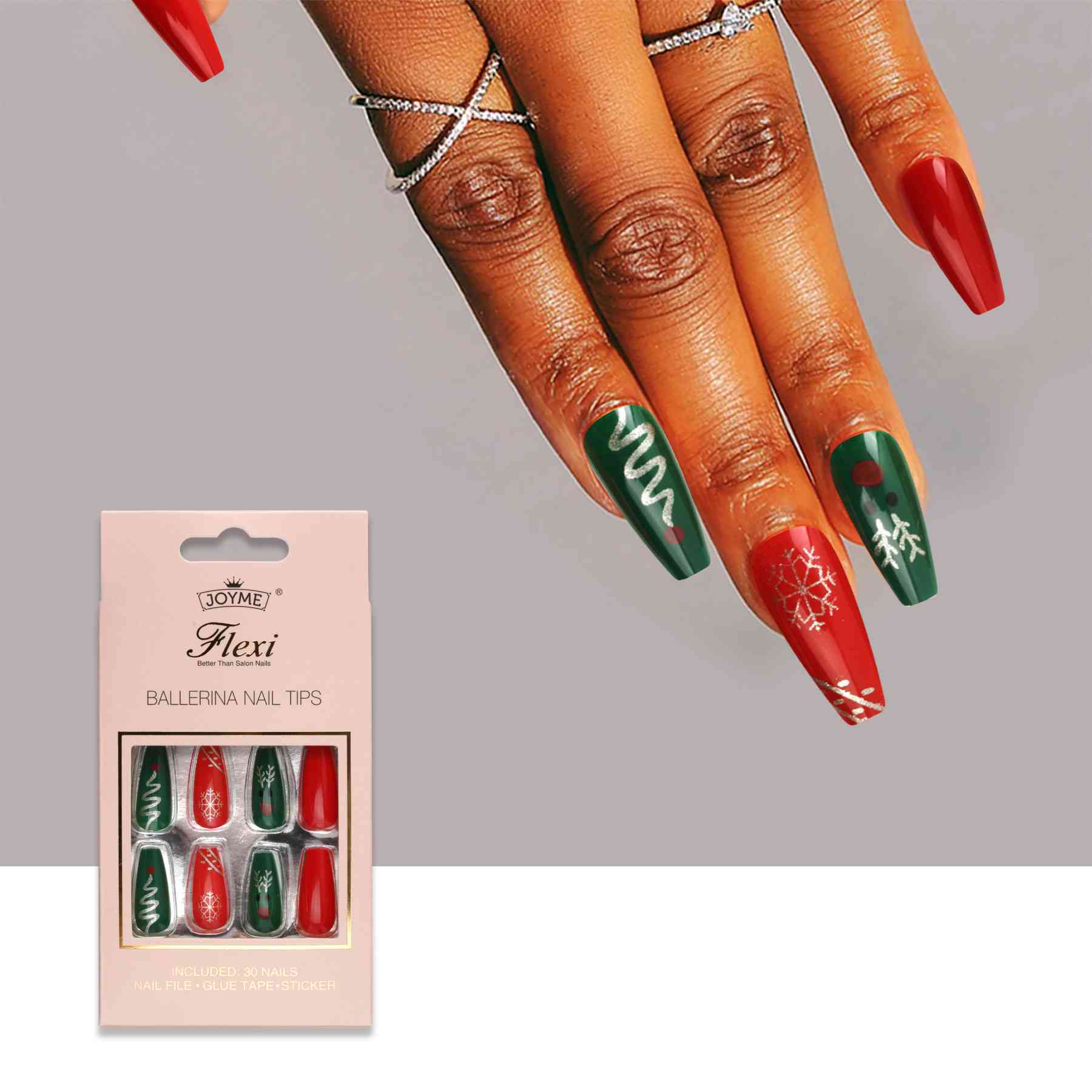 30-Piece Christmas Theme ABS Press-On Nails - Estora_Online