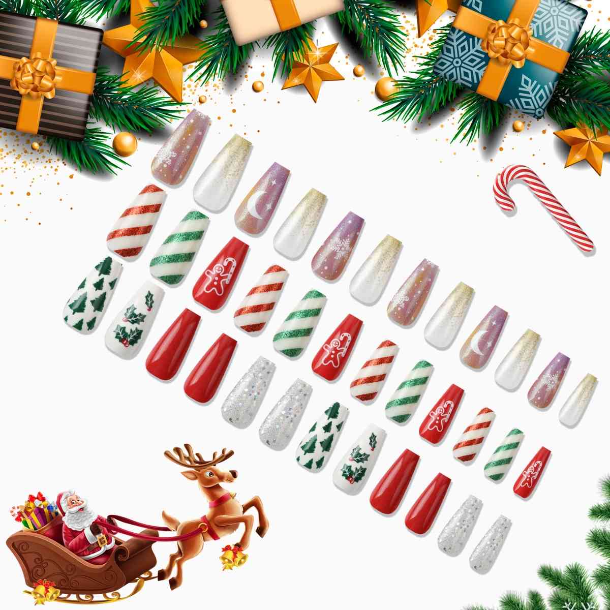 72-Piece Christmas Theme ABS Press-On Nails - Estora_Online