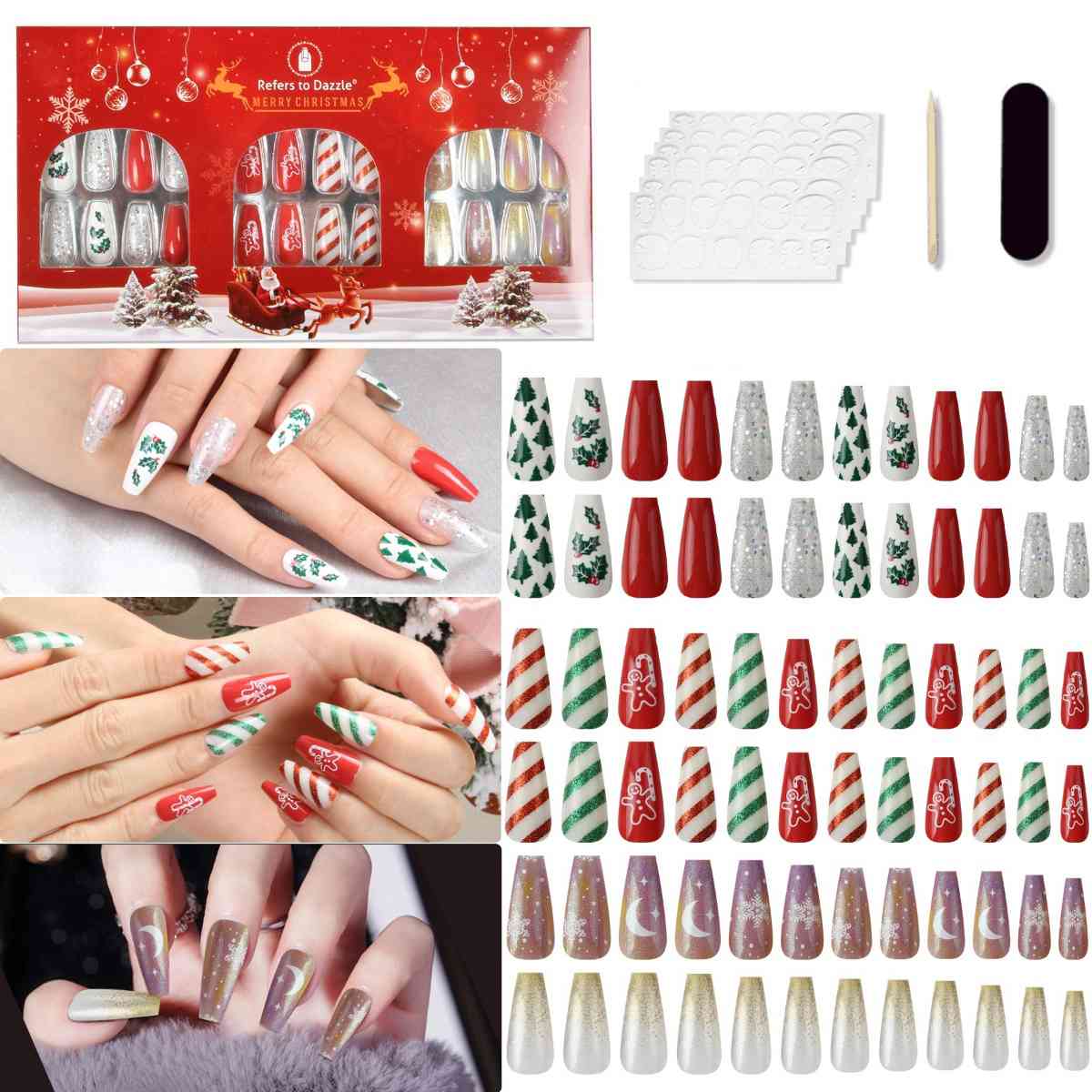 72-Piece Christmas Theme ABS Press-On Nails - Estora_Online