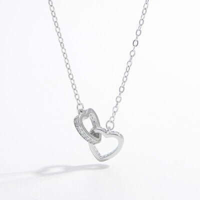 925 Sterling Silver Inlaid Zircon Heart Necklace - Estora_Online