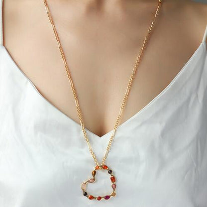 Alloy Iron Heart Shape Chain Necklace - Estora_Online