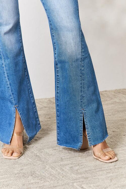 BAYEAS Slit Flare Jeans - Estora_Online