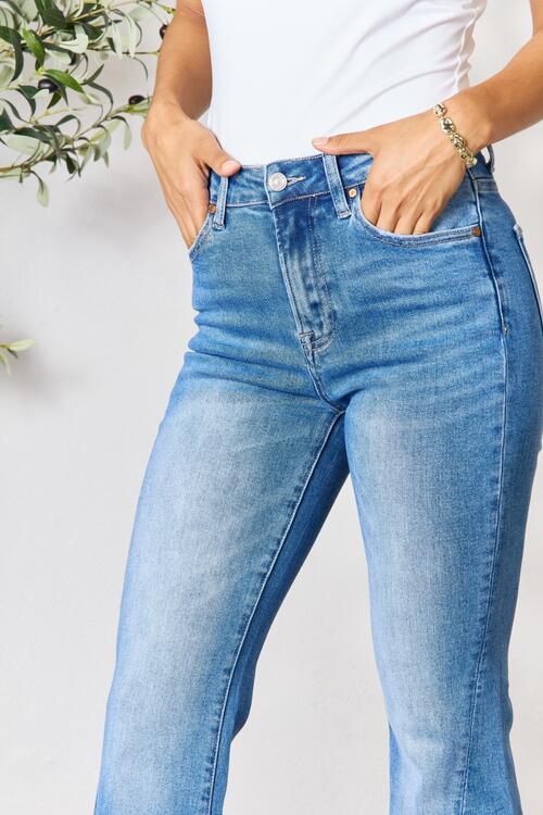 BAYEAS Slit Flare Jeans - Estora_Online