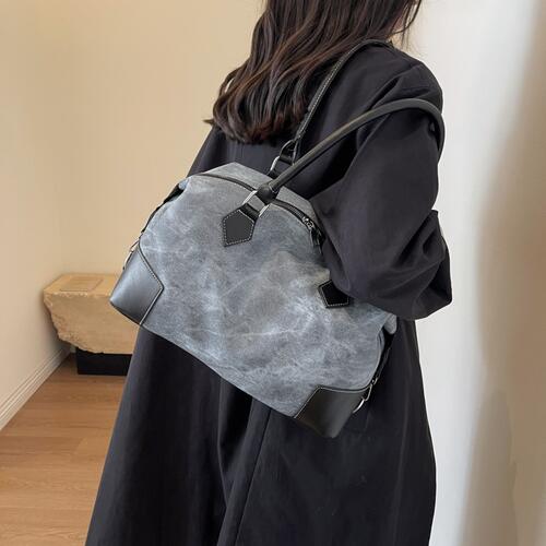 Contrast PU Leather Shoulder Bag - Estora_Online