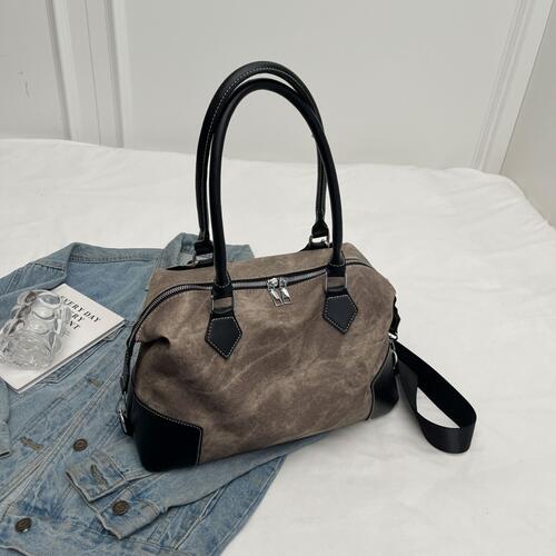 Contrast PU Leather Shoulder Bag - Estora_Online