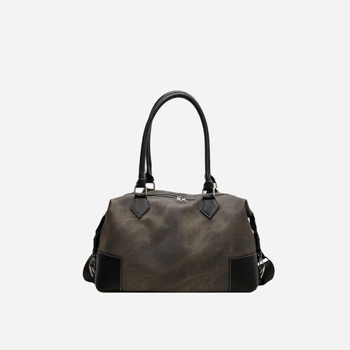 Contrast PU Leather Shoulder Bag - Estora_Online