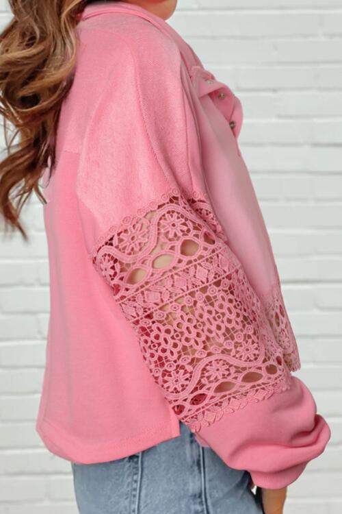 Crochet Snap Button Sweatshirt - Estora_Online