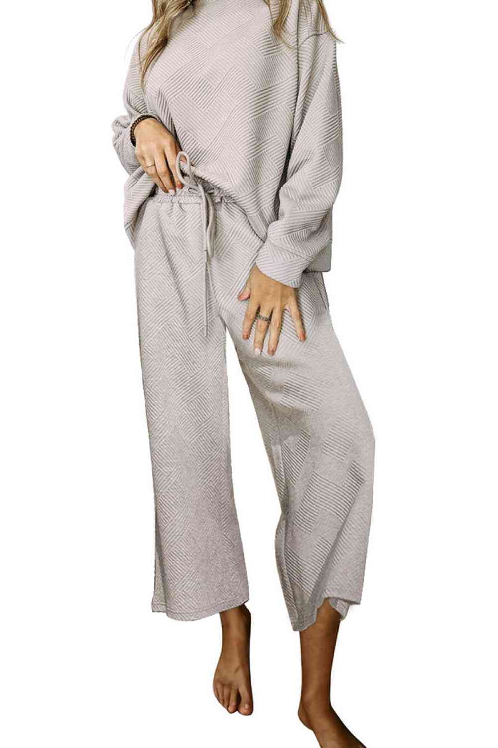 Dropped Shoulder Top and Pants Set - Estora_Online