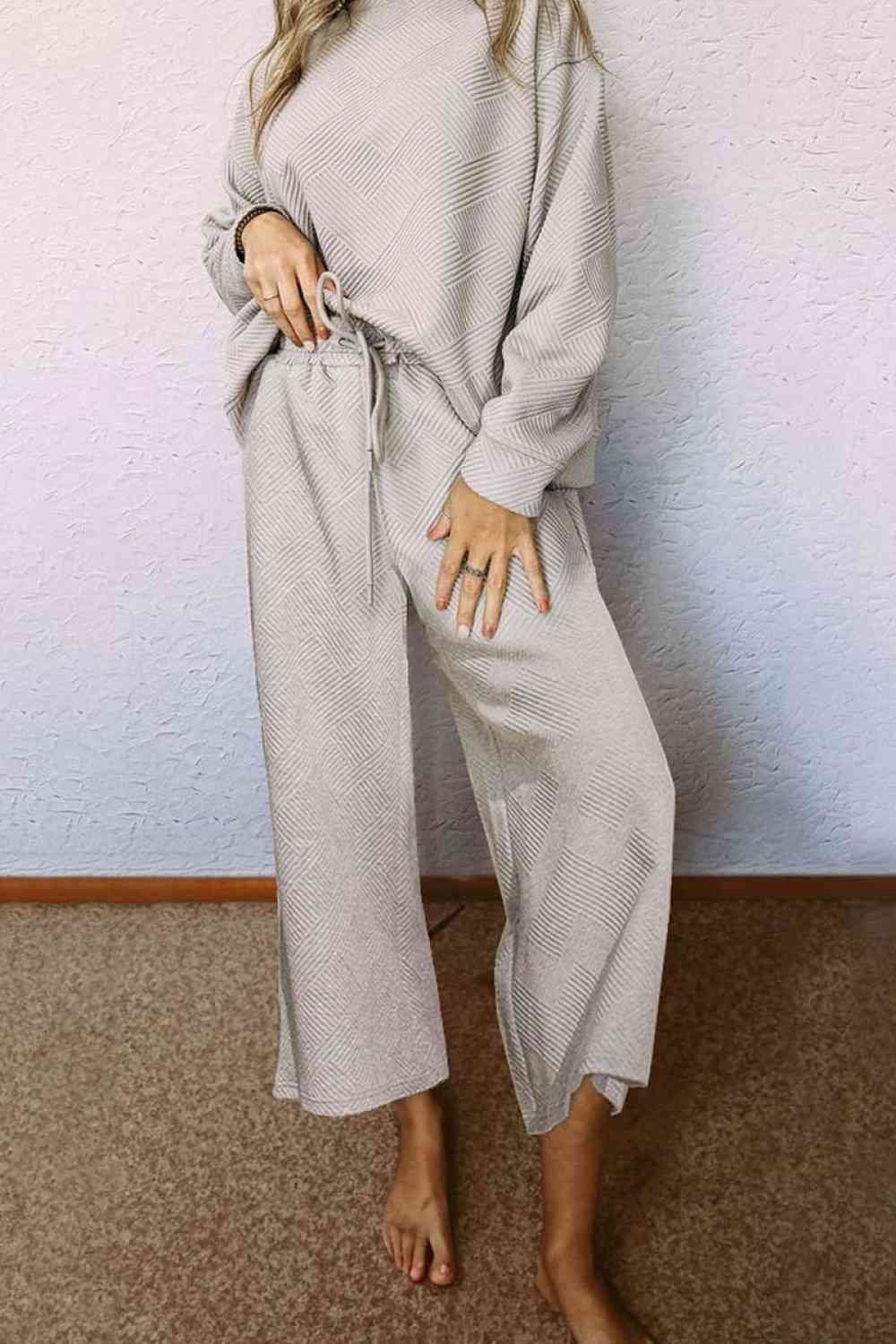 Dropped Shoulder Top and Pants Set - Estora_Online