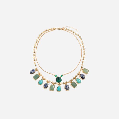 Geometric Alloy Double-Layered Necklace - Estora_Online