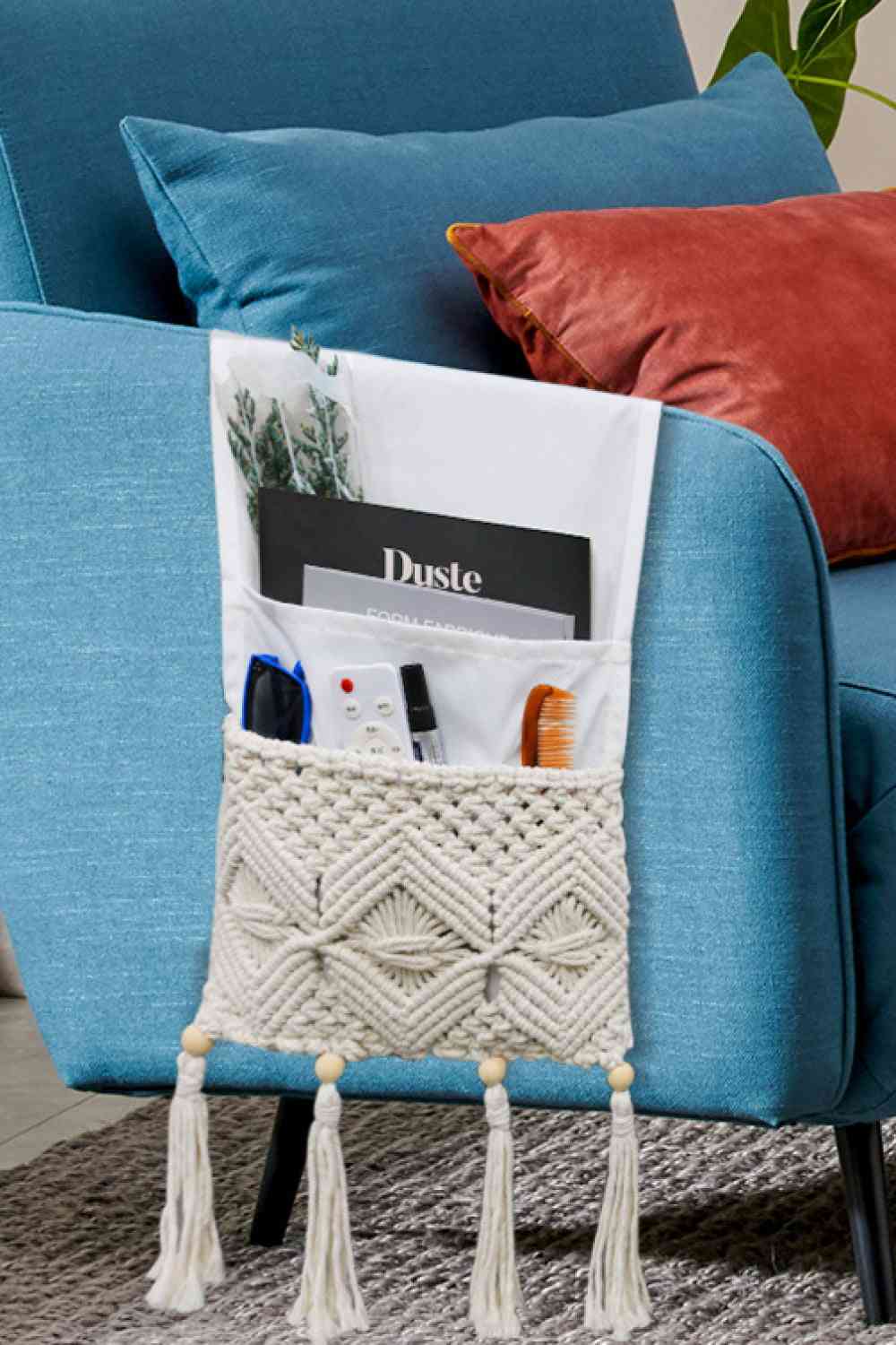 Macrame Sofa Armrest Magazine Holder - Estora_Online