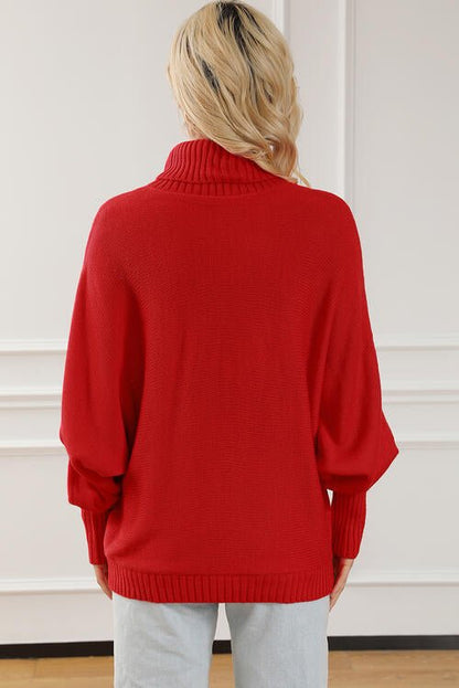 Merry Letter Embroidered High Neck Sweater - Estora_Online