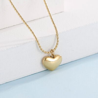 Mother-Of-Pearl Heart Pendant Stainless Steel Necklace - Estora_Online