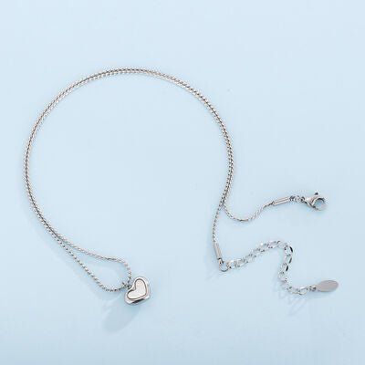 Mother-Of-Pearl Heart Pendant Stainless Steel Necklace - Estora_Online