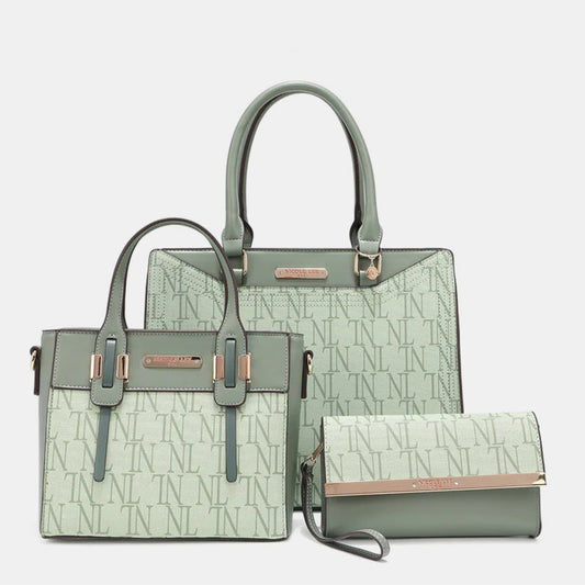 Nicole Lee USA 3-Piece Letter Print Texture Handbag Set - Estora_Online