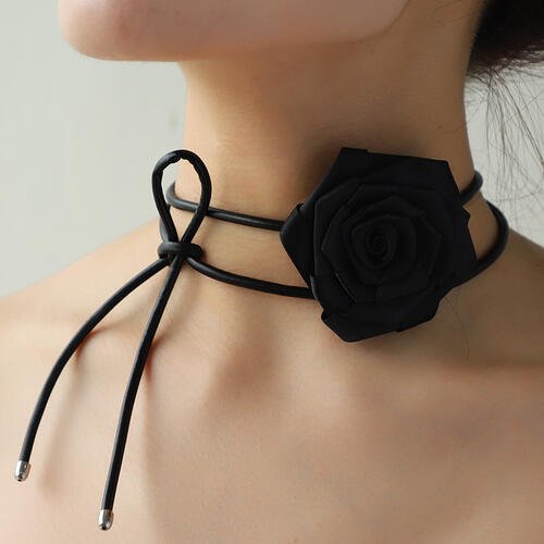 PU Leather Rope Rose Shape Necklace - Estora_Online