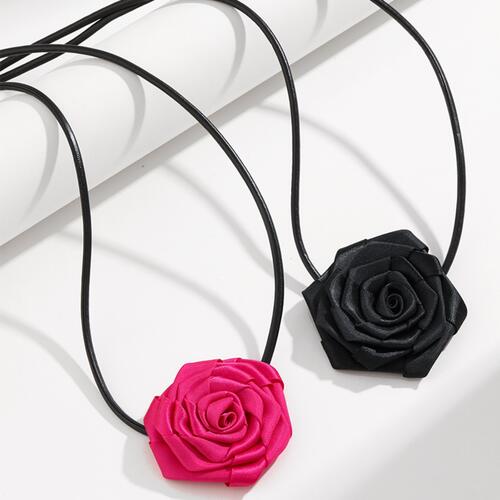 PU Leather Rope Rose Shape Necklace - Estora_Online