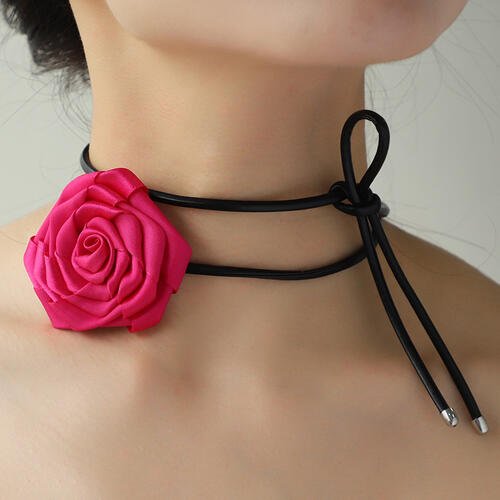 PU Leather Rope Rose Shape Necklace - Estora_Online