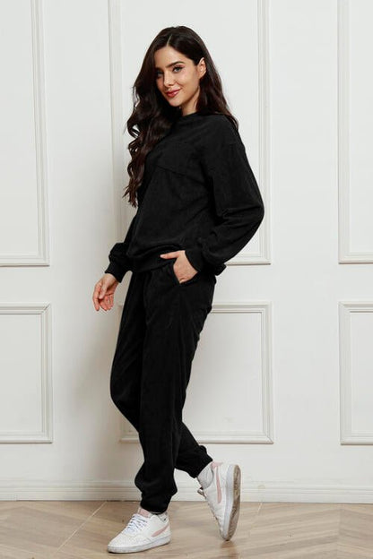 Round Neck Sweatshirt and Sweatpants Set - Estora_Online