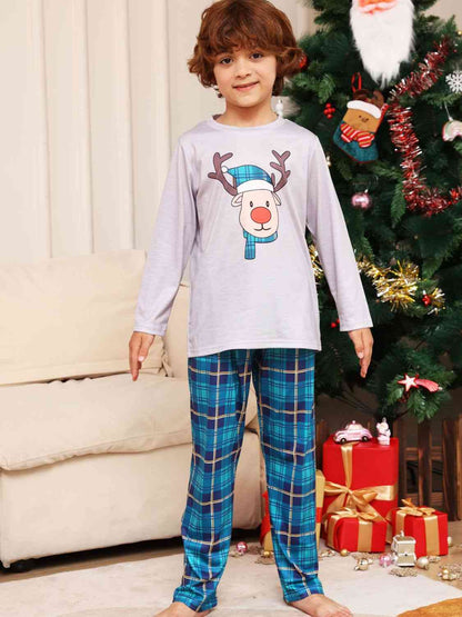 Rudolph Graphic Long Sleeve Top and Plaid Pants Set - Estora_Online