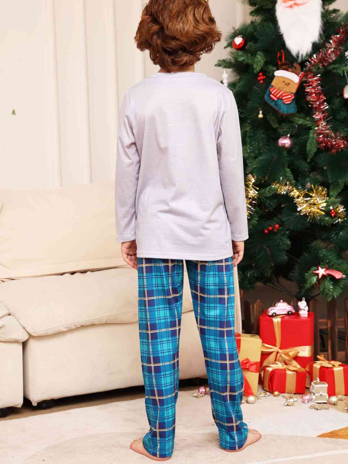 Rudolph Graphic Long Sleeve Top and Plaid Pants Set - Estora_Online