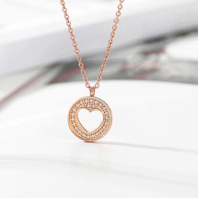 Stainless Steel Inlaid Rhinestone Pendant Necklace - Estora_Online