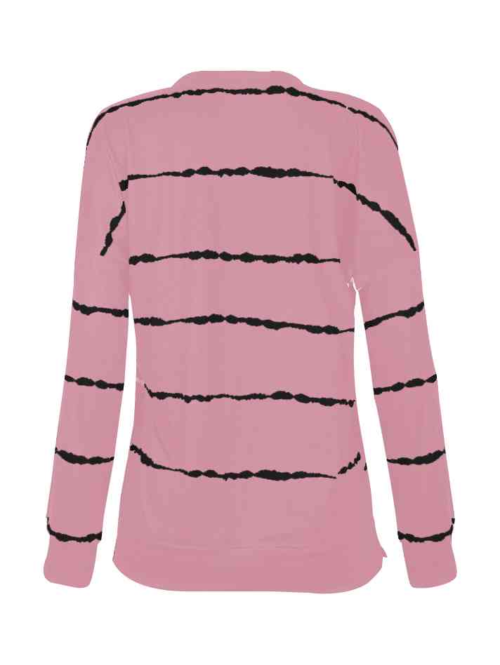 Striped Round Neck Sweatshirt - Estora_Online