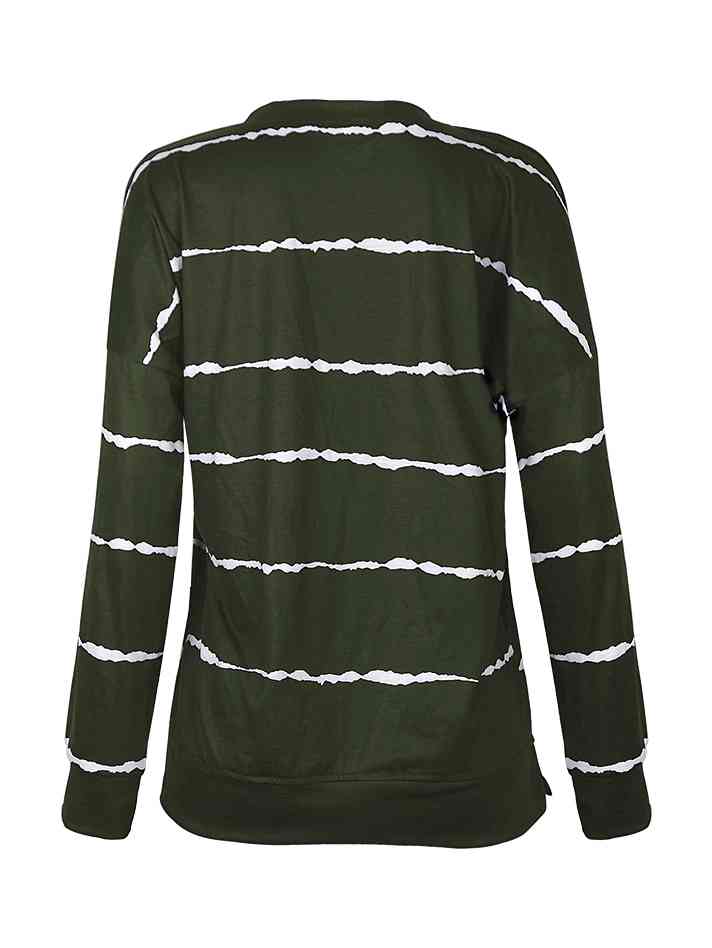 Striped Round Neck Sweatshirt - Estora_Online