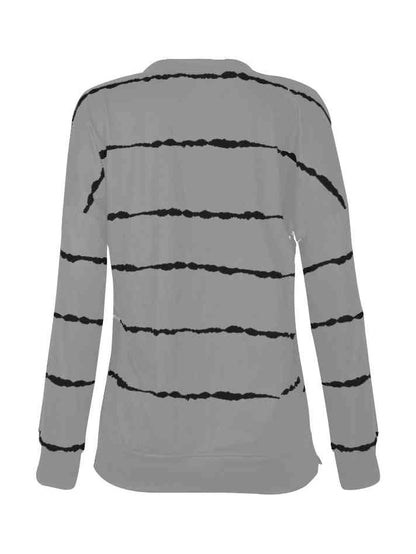 Striped Round Neck Sweatshirt - Estora_Online