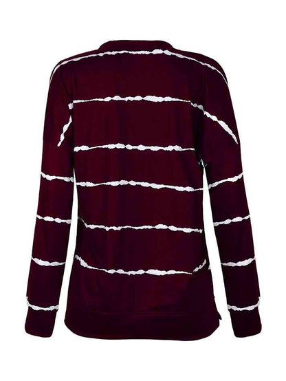 Striped Round Neck Sweatshirt - Estora_Online