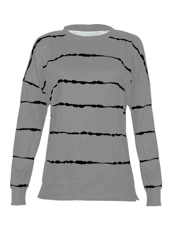 Striped Round Neck Sweatshirt - Estora_Online