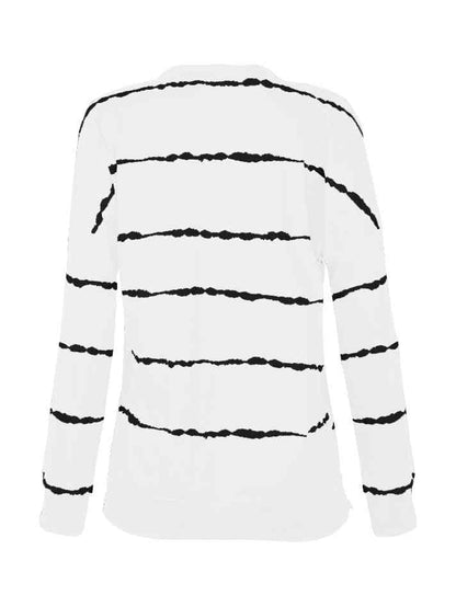 Striped Round Neck Sweatshirt - Estora_Online