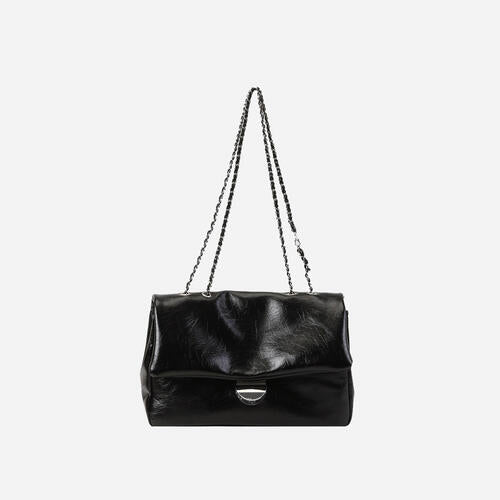 Textured PU Leather Shoulder Bag - Estora_Online