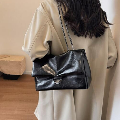 Textured PU Leather Shoulder Bag - Estora_Online