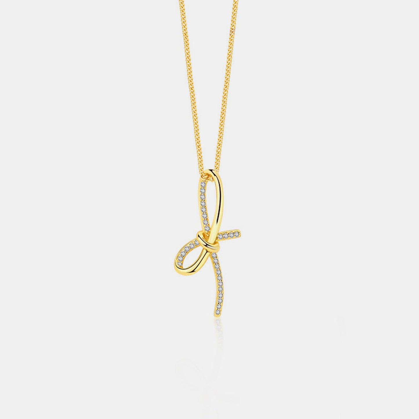 Zircon Bow Pendant Necklace - Estora_Online