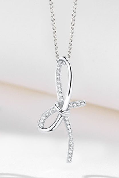 Zircon Bow Pendant Necklace - Estora_Online